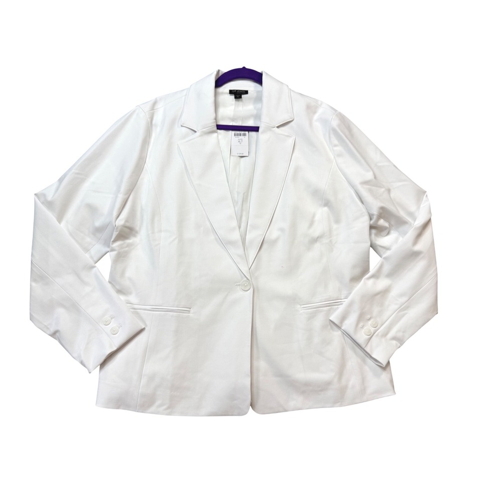 J. Jill Blazer Womens XLT White New Wearever Collection Single Button Tall